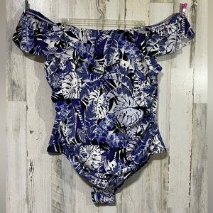 Plus Size Swimwear Purple and White One Piece Swim Size 30W